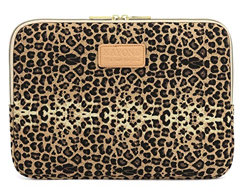 Kayond KY-03 Canvas Fabric 12.5 Inch Laptops Sleeve - Brown Leopard Print - Image 1