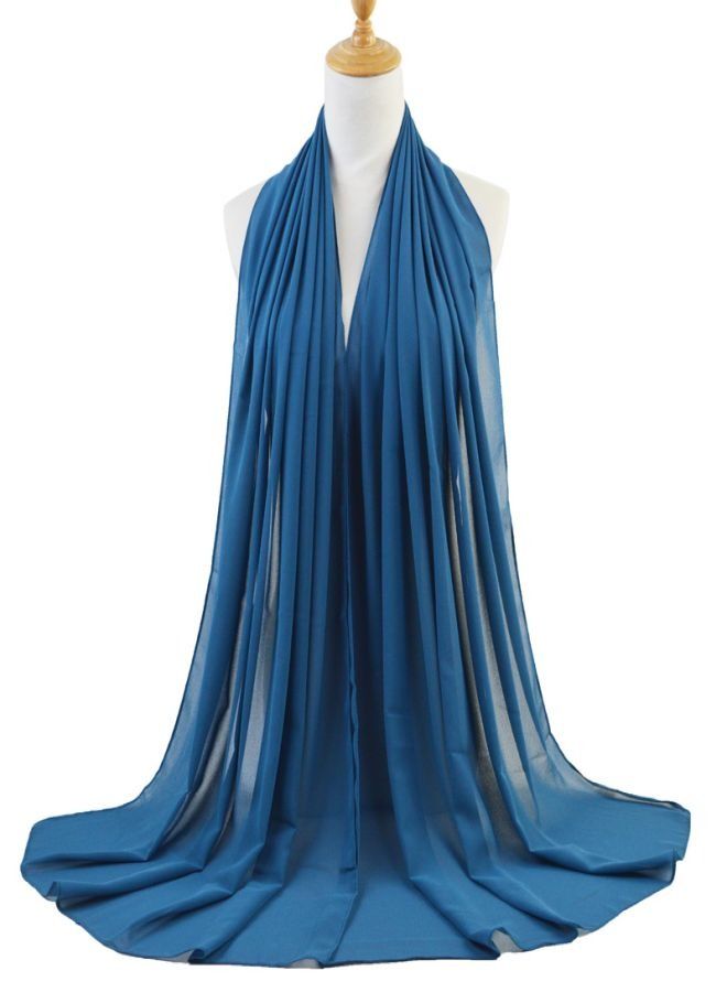 Scarf - chiffon crepe scarf- Petrol blue color 