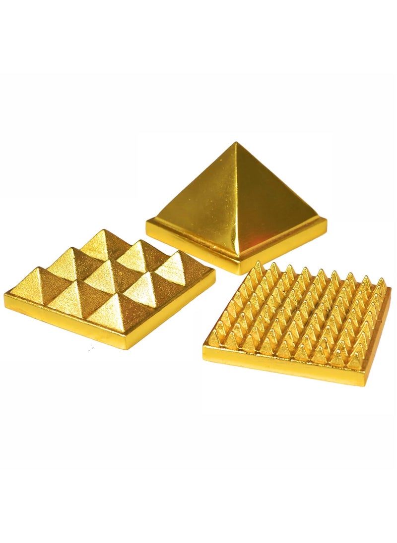 HOME GENIE HOME GENIE 3 Layer Brass Pyramid for Vastu Correction Positive Energy and Home Dcor Handmade Spiritual Tool 3x3cm  - Image 1