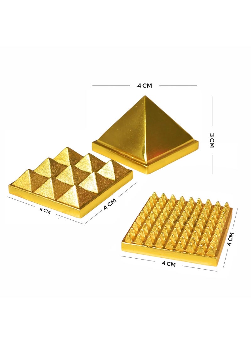 HOME GENIE HOME GENIE 3 Layer Brass Pyramid for Vastu Correction Positive Energy and Home Dcor Handmade Spiritual Tool 3x3cm  - Image 2