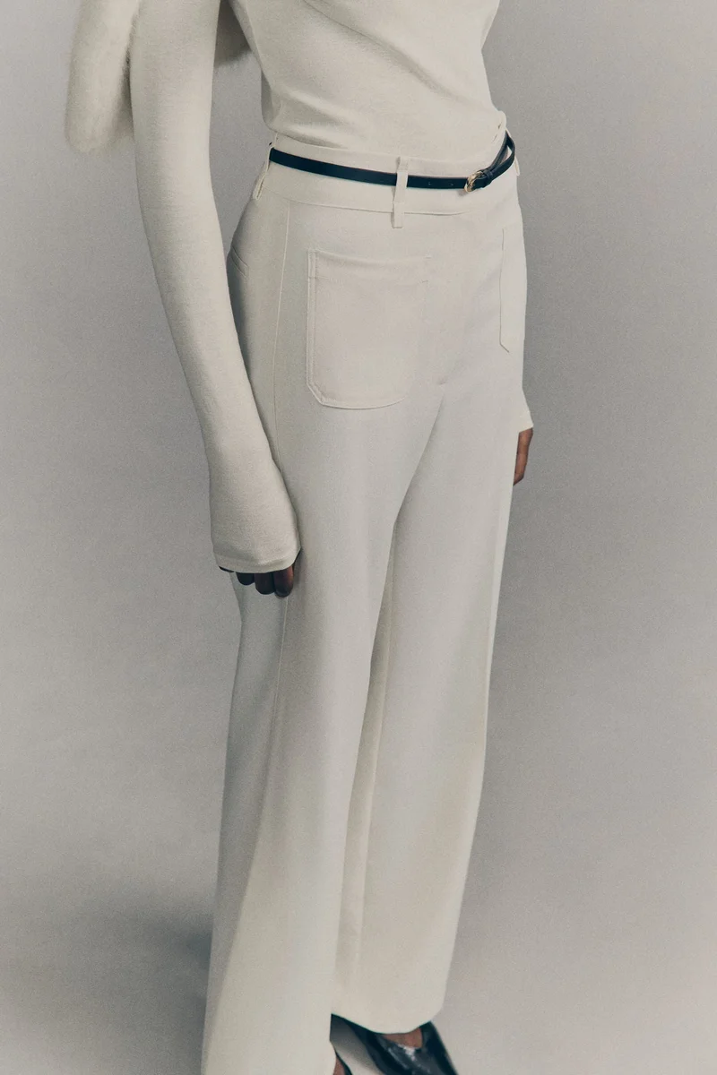 H&M Flared belted trousers