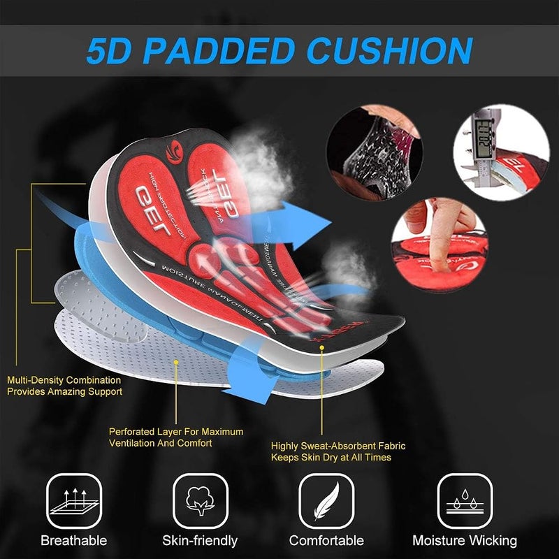 Excefore Men's Cycling Shorts 5D Padded, Loose-fit MTB Biking Shorts Pants, Suitable for Men Zipper Pockets, Adsorbent Design (XL) - Image 4