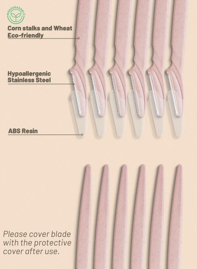 MoHern Eyebrow Razor for Women, 30 Pcs Dermaplane Razor for Women Face, Multipurpose Face Wheat Pink Razors for Women and Men by - Image 3