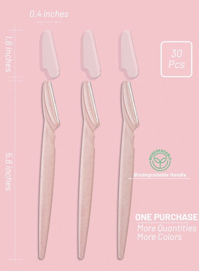 MoHern Eyebrow Razor for Women, 30 Pcs Dermaplane Razor for Women Face, Multipurpose Face Wheat Pink Razors for Women and Men by - Image 5