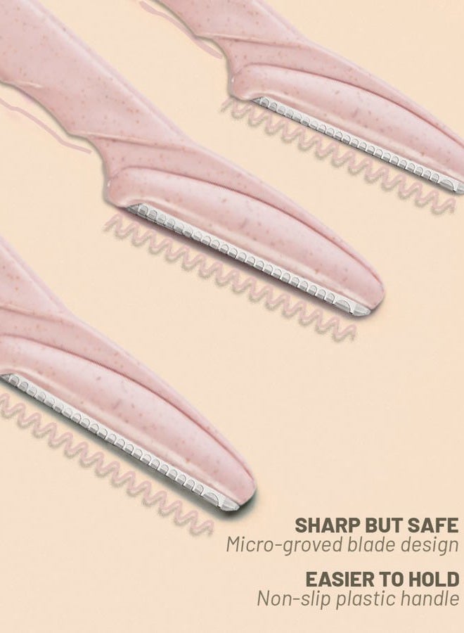 MoHern Eyebrow Razor for Women, 30 Pcs Dermaplane Razor for Women Face, Multipurpose Face Wheat Pink Razors for Women and Men by - Image 2