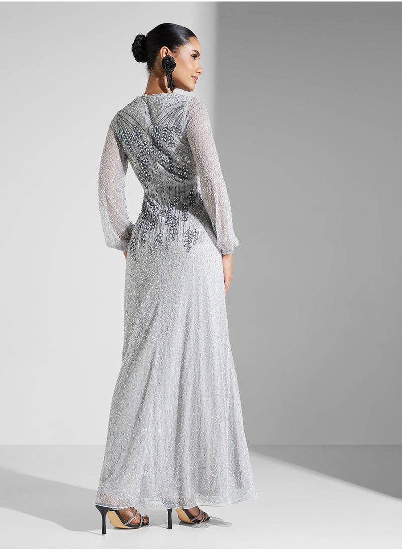 Amelia Rose Embellished Mesh Detailed Dress  - Image 2