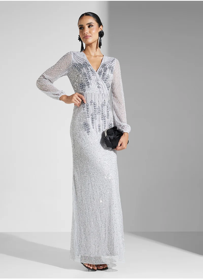 اميليا روز Embellished Mesh Detailed Dress