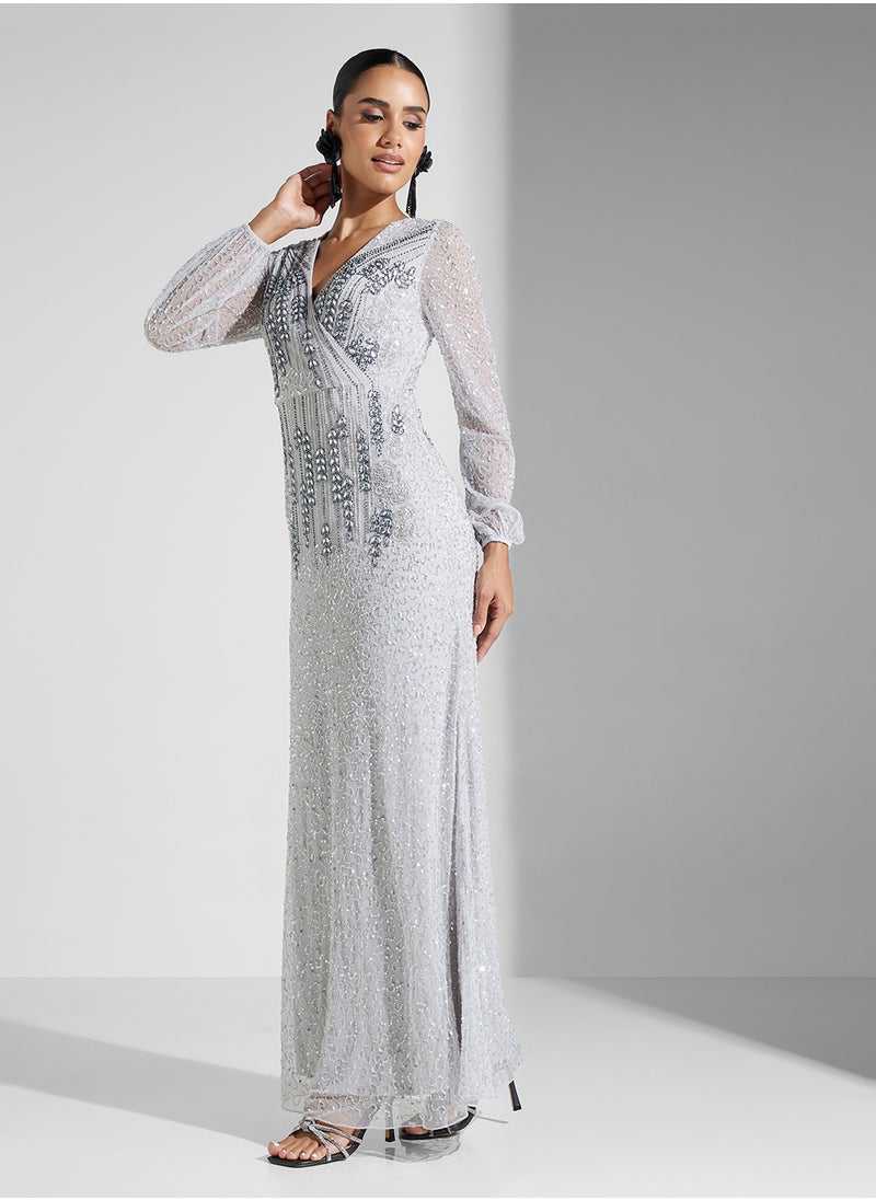 Amelia Rose Embellished Mesh Detailed Dress  - Image 4