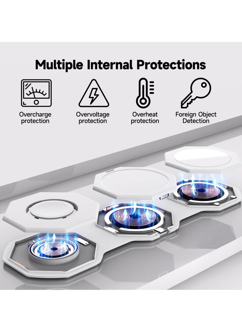 SYOSI Foldable Wireless Charger, 3-in-1 Charging Station for Multiple Devices, Fast Travel Charger Stand for Apple Watch, iPhone, and AirPods - Image 4