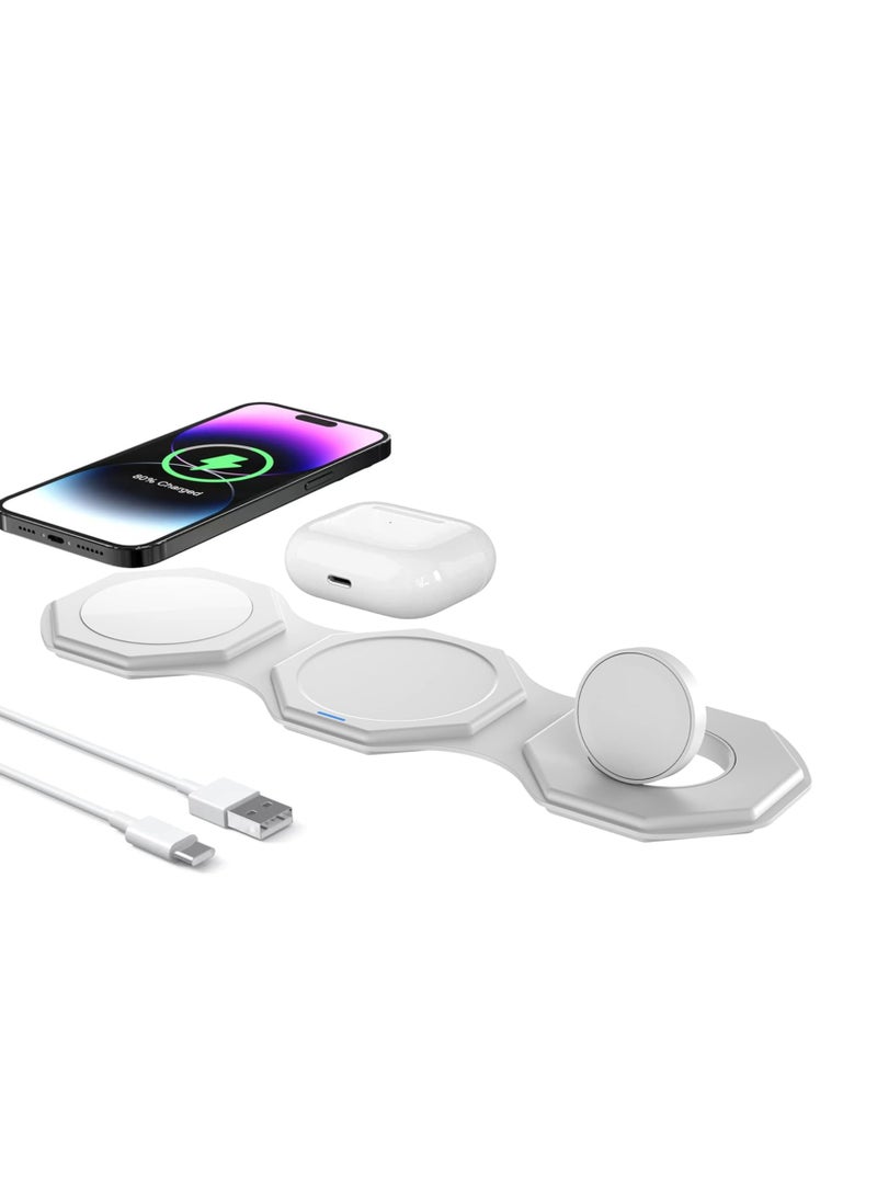 SYOSI Foldable Wireless Charger, 3-in-1 Charging Station for Multiple Devices, Fast Travel Charger Stand for Apple Watch, iPhone, and AirPods - Image 1