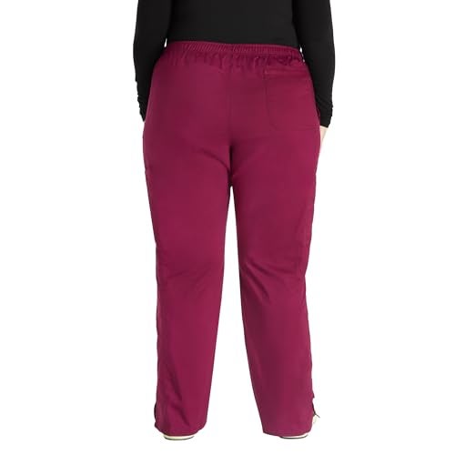 Cherokee Scrubs for Women Mid Rise Moderate Flare Drawstring Pant with 5 Pockets, Ultra Soft & Breathable Fabric - WW120 - WW120, S, Wine - Image 2