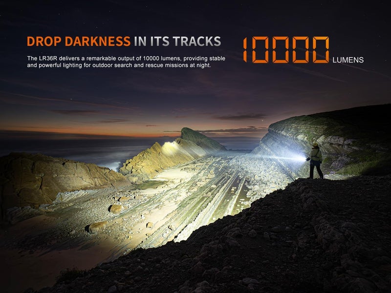 Fenix LR36R 10000 Lumen LEP Long Throw Beam Search and Rescue Flashlight with EdisonBright Charging Cable Carrier - Image 3
