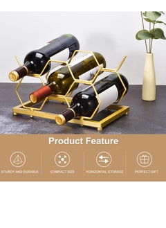 SYOSI SYOSI Countertop Wine Rack, Tabletop Wine Bottle Holder for Up to 5 Standard Bottles, Freestanding Hexagon Wine Rack for Home Decor, Bar, Cabinet, Pantry  - Image 3
