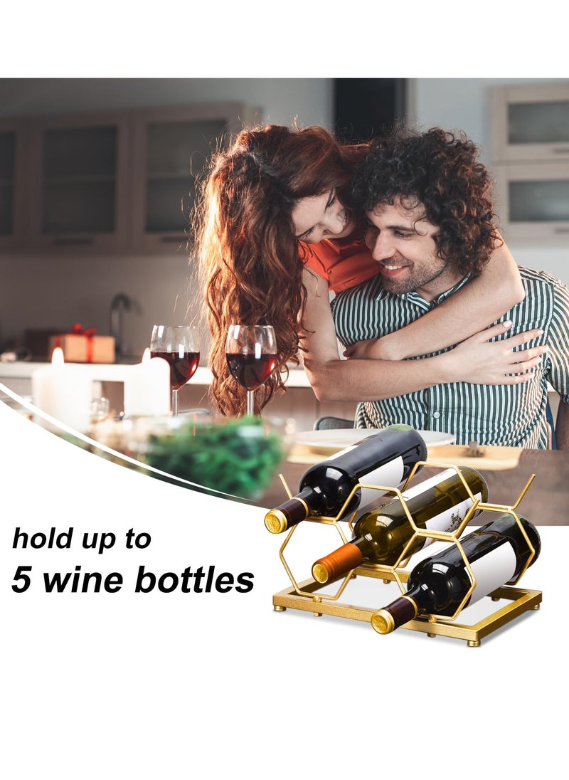 SYOSI - SYOSI Countertop Wine Rack, Tabletop Wine Bottle Holder for Up to 5 Standard Bottles, Freestanding Hexagon Wine Rack for Home Decor, Bar, Cabinet, Pantry - Image 1