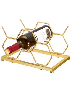 SYOSI Countertop Wine Rack, Tabletop Wine Bottle Holder for Up to 5 Standard Bottles, Freestanding Hexagon Wine Rack for Home Decor, Bar, Cabinet, Pantry