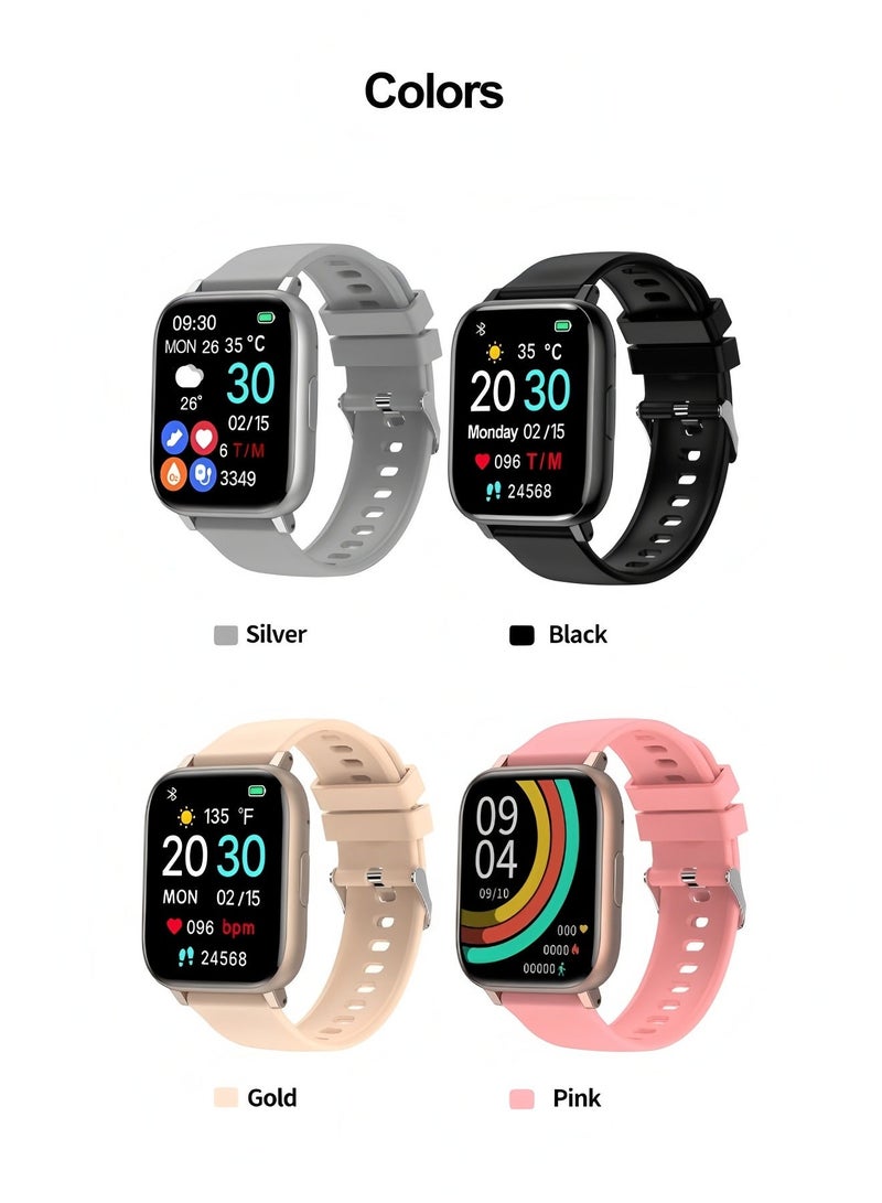 Volynix Smart Watch Korean Brand Business Smart watch, Multiple Language English Arabic, Waterproof Fitness Watch, Bluetooth Calling, Zinc Alloy Vacuum Plating, Heart Rate Monitoring, Smart watch for Men Women, Gift for Girls Boys - Silver - Image 2