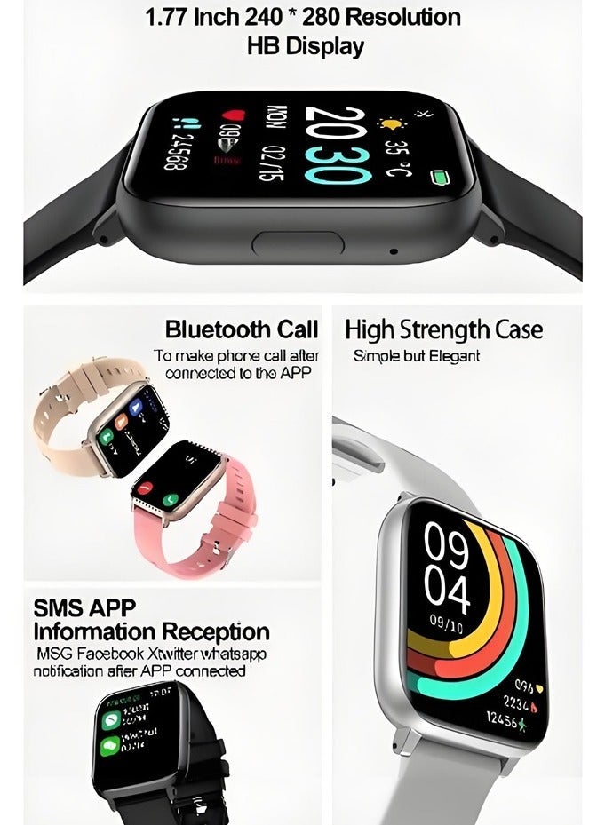 Volynix Smart Watch Korean Brand Business Smart watch, Multiple Language English Arabic, Waterproof Fitness Watch, Bluetooth Calling, Zinc Alloy Vacuum Plating, Heart Rate Monitoring, Smart watch for Men Women, Gift for Girls Boys - Silver - Image 3