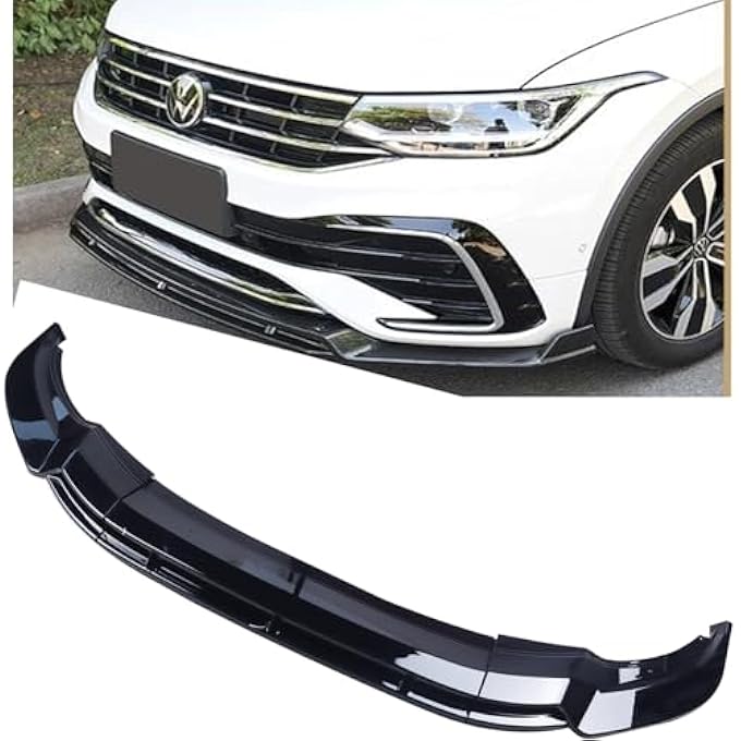 MUCO 3pcs Front Bumper Lip Spoiler Kit Compatible with V-o-lk-sw-agen Tiguan Rline 2021 2022 2023 24 Gloss Black Cover Guard Protection Conversion Front Lips - Image 5