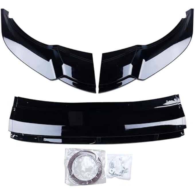 MUCO 3pcs Front Bumper Lip Spoiler Kit Compatible with V-o-lk-sw-agen Tiguan Rline 2021 2022 2023 24 Gloss Black Cover Guard Protection Conversion Front Lips - Image 3