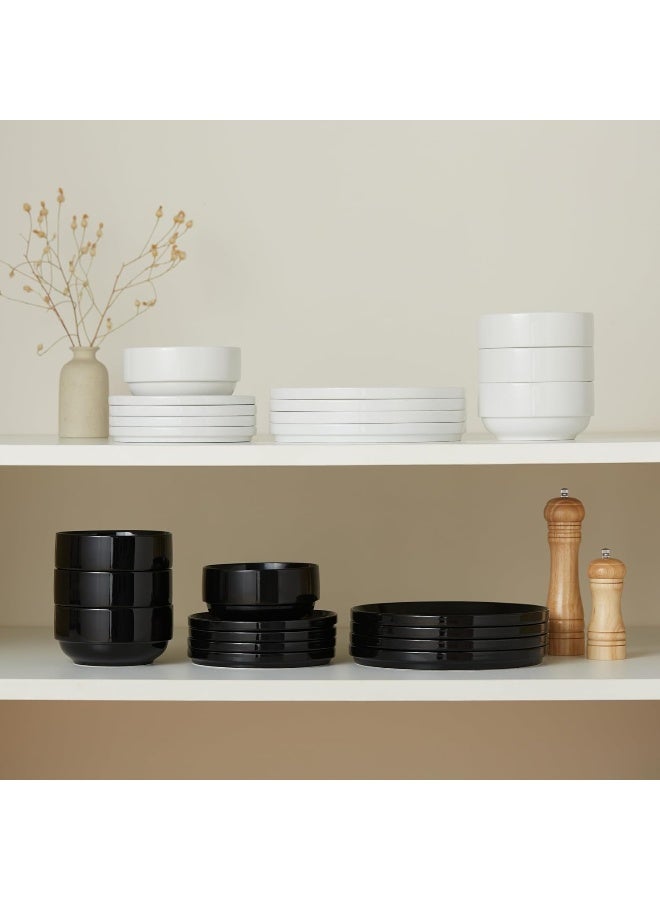 KooK Ceramic Dinnerware Set 12Piece Service for 4 Soup Bowls 315 oz Salad Plates 75 Dinner Plates 105 Round Microwave and Dishwasher Safe Marshmallow Cambridge Classics - Image 4