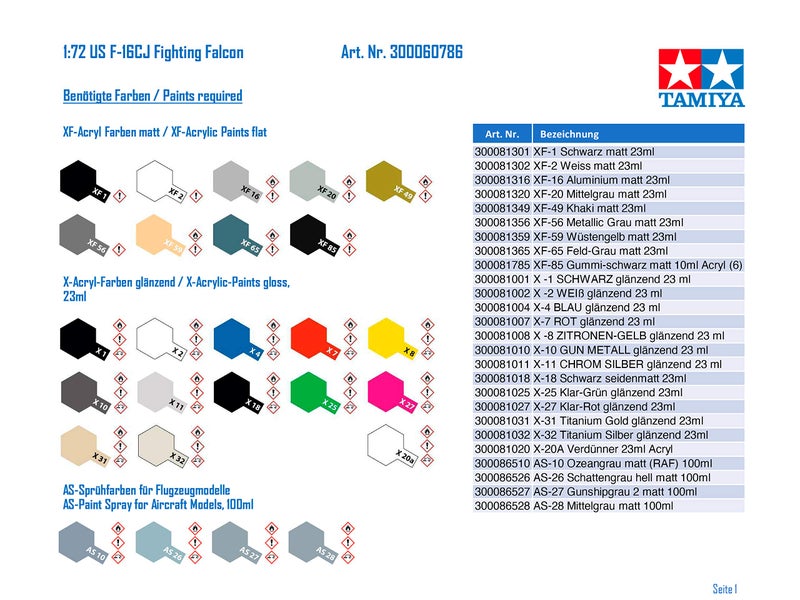 Tamiya 60786 1/72 F-16 Cj Fighting Falcon Plastic Model Airplane Kit - Image 2