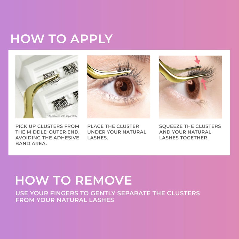 Impress KISS imPRESS False Eyelashes, Lash Clusters, Falsies, Classy Natural', 10mm-12mm, Includes 12 Pieces of pre-Bonded Lashes, Contact Lens Friendly, Easy to Apply, Reusable Strip Lashes - Image 2