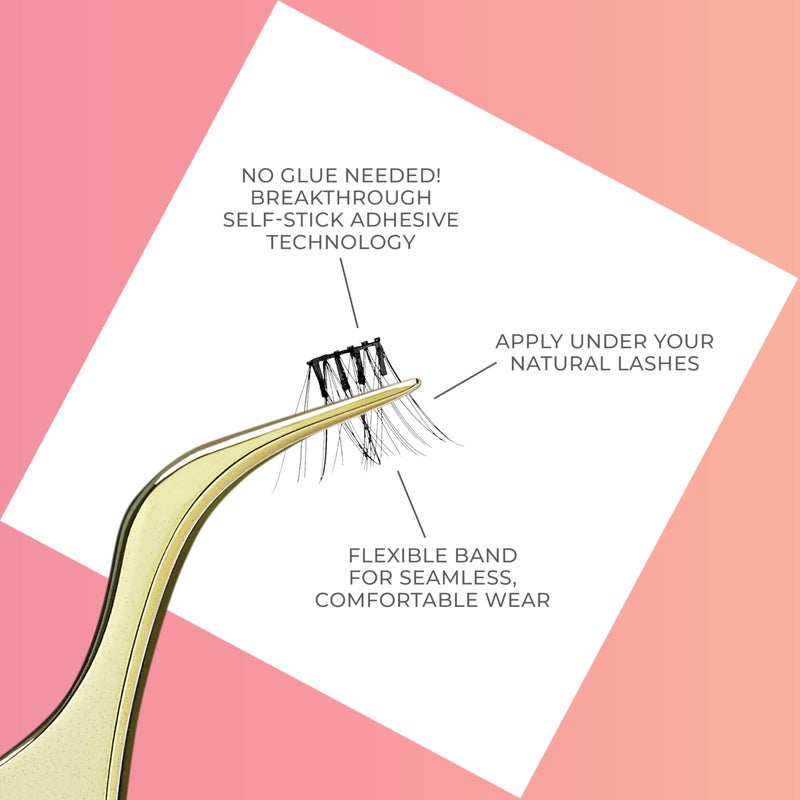 Impress KISS imPRESS False Eyelashes, Lash Clusters, Falsies, Classy Natural', 10mm-12mm, Includes 12 Pieces of pre-Bonded Lashes, Contact Lens Friendly, Easy to Apply, Reusable Strip Lashes - Image 3