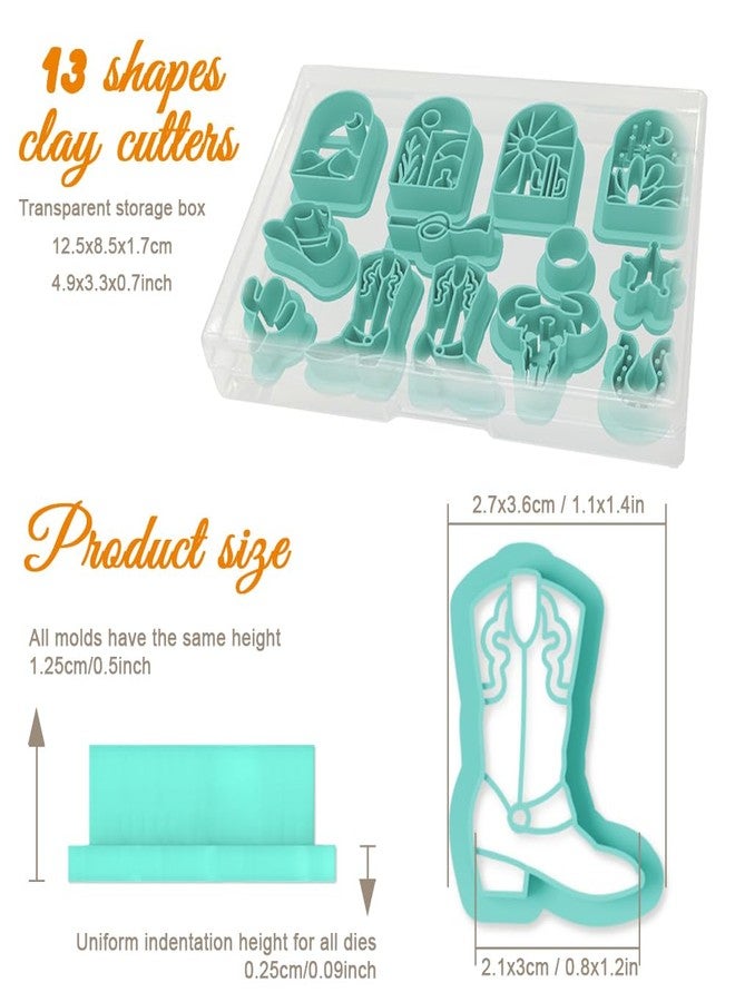 ORIGACH 13 Pcs Western Cowboy Polymer Clay Cutters Set Earring Clay Cutter DIY Craft Supplies for Earring and Jewelry Making - Image 2