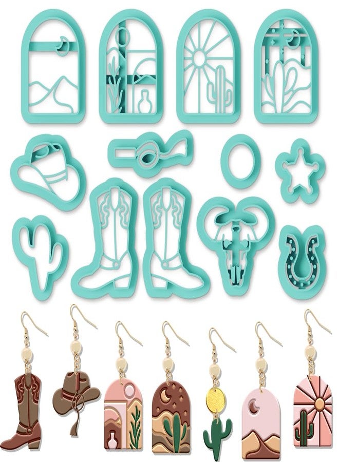 ORIGACH 13 Pcs Western Cowboy Polymer Clay Cutters Set Earring Clay Cutter DIY Craft Supplies for Earring and Jewelry Making - Image 1