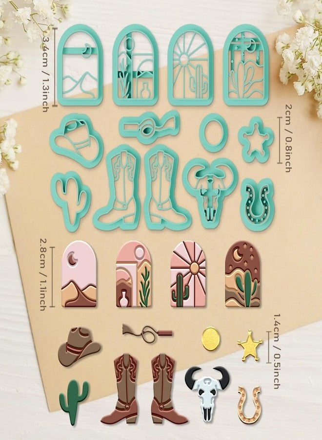 ORIGACH 13 Pcs Western Cowboy Polymer Clay Cutters Set Earring Clay Cutter DIY Craft Supplies for Earring and Jewelry Making - Image 3