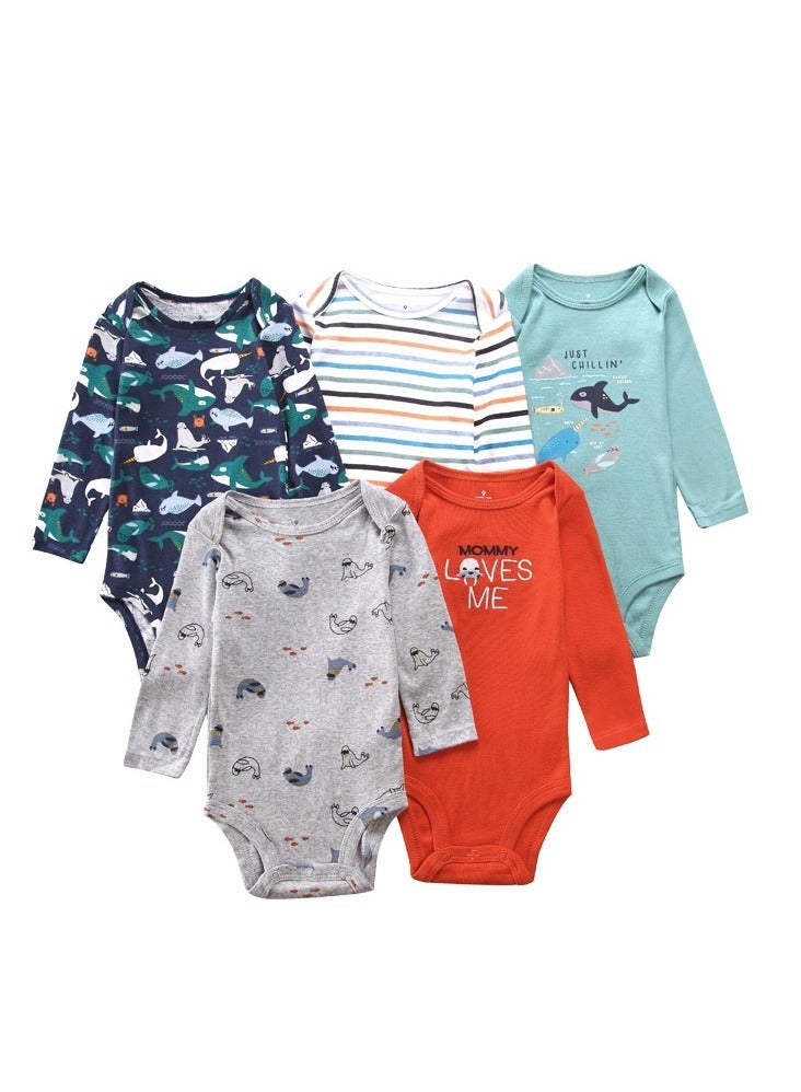 Baby Boy Long Sleeve Onesies 5-Pack