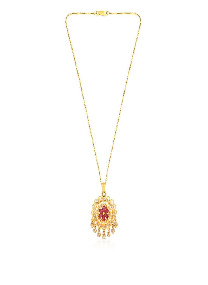 Malabar Gold and Diamonds 22 Carat 916 Purity Yellow Uncut Diamond Pendant EGNPRE597PN5Y for Women  - Image 1