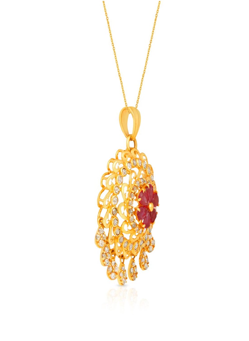 Malabar Gold and Diamonds 22 Carat 916 Purity Yellow Uncut Diamond Pendant EGNPRE597PN5Y for Women  - Image 3