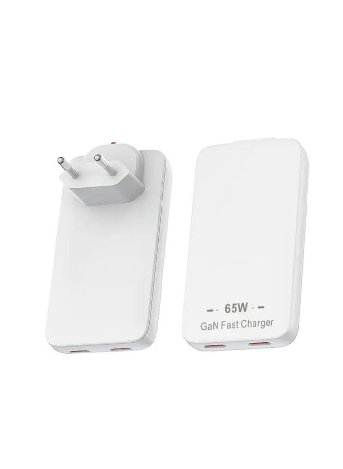 شاحن سريع BWOO GaN نحيف للغاية بقدرة 65 واط بمنفذين USB-C – مدمج وقوي - Image 1