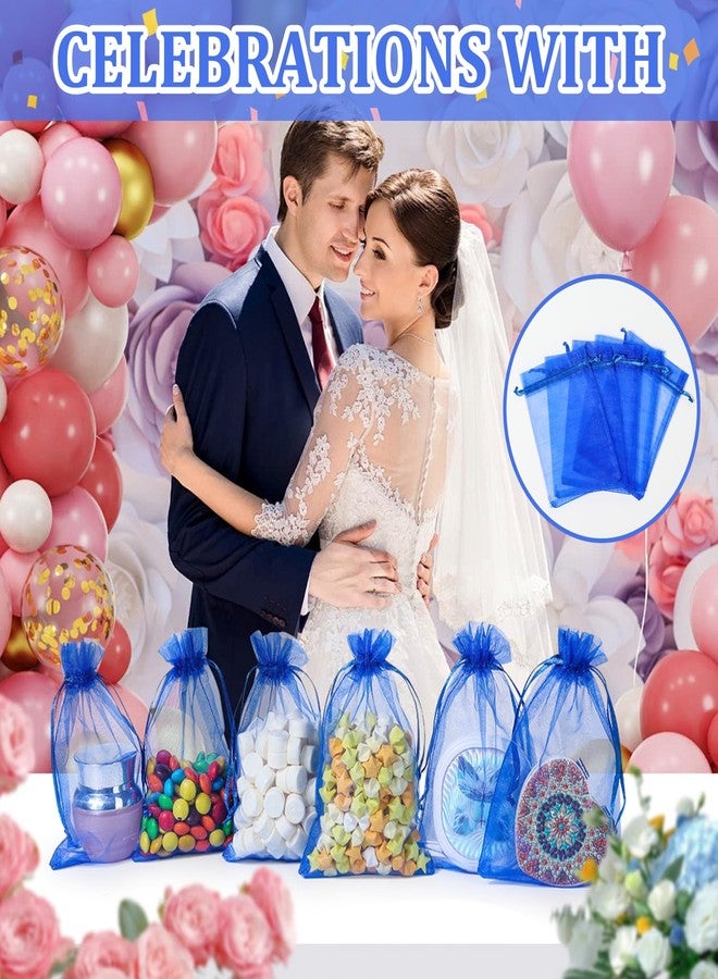 ENNIYU 100pcs Organza Bags, Royal Blue Mesh Drawstring Gift Bags, 4 x 6 inch Jewelry Pouches for Candy Wedding Favors Christmas - Image 5