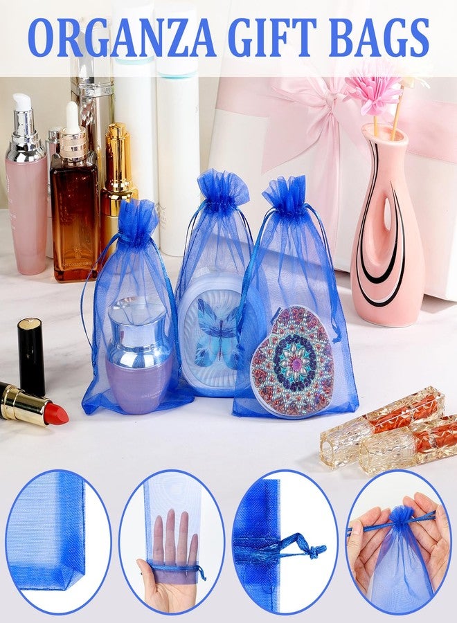 ENNIYU 100pcs Organza Bags, Royal Blue Mesh Drawstring Gift Bags, 4 x 6 inch Jewelry Pouches for Candy Wedding Favors Christmas - Image 3