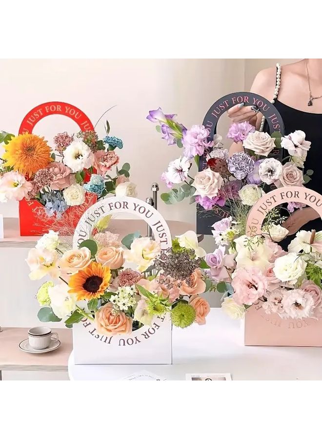 4 قطع أكياس هدايا باقة زهور مع مقابض بتصميم مجوف لتنسيق الزهور بنفسك - Image 1