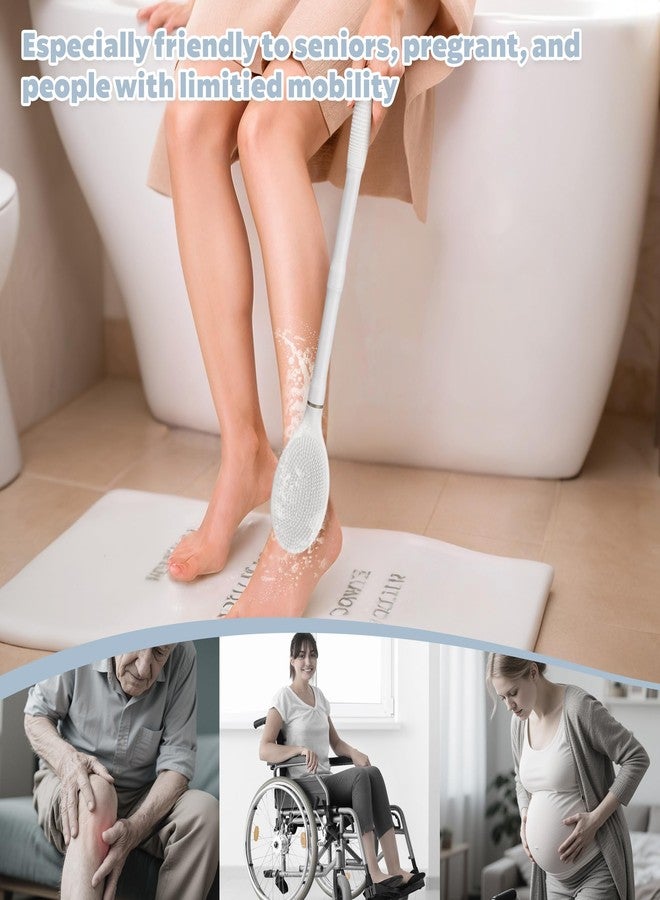 GEENOA New Back Scrubber Anti-Slip for Shower, 18.9‘’ Adjustable Shower Back Scrubber with Dual-Side Head & Soft Bristles, Extra-Long Shower Brush Bath Brush for Lathering Cleansing(White-L) - Image 5