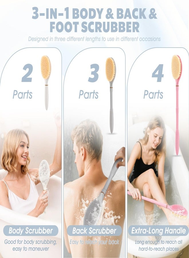 GEENOA New Back Scrubber Anti-Slip for Shower, 18.9‘’ Adjustable Shower Back Scrubber with Dual-Side Head & Soft Bristles, Extra-Long Shower Brush Bath Brush for Lathering Cleansing(White-L) - Image 3