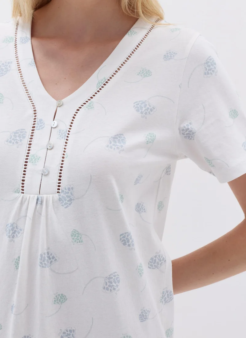 او في اس Nightdress with V neck and buttons