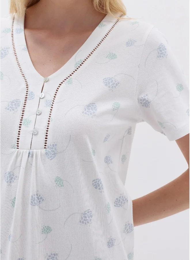 او في اس Nightdress with V neck and buttons