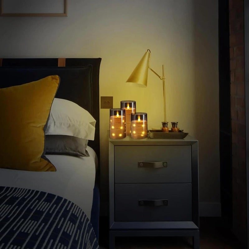 XERGY Acrylic Glass Battery Operated Flameless Led Candles (Pack of 3) Valentine's Gift for Home Decor Romantic Ambiance Aesthetic Dinning Table Decor - Image 5