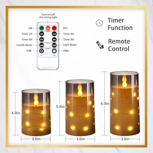 XERGY Acrylic Glass Battery Operated Flameless Led Candles (Pack of 3) Valentine's Gift for Home Decor Romantic Ambiance Aesthetic Dinning Table Decor - Image 2