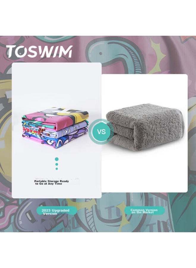 Toswim Quick-drying Bath Towel, Swimming Towel, Sports Fitness Absorbent Towel, Travel Fast-drying Towel, Ocean Graffiti - Image 4