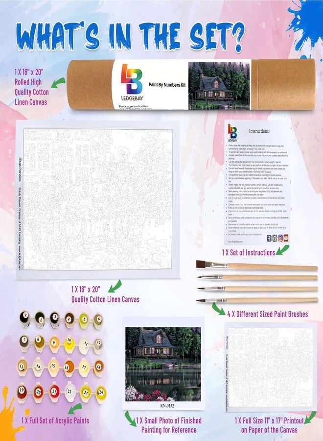 Ledgebay Paint by Numbers Kit for Adults: Beginner to Advanced Number Painting Kit - Fun DIY Arts & Crafts | Color by Numbers for Adults - Kits Include - (Still Waters 16" x 20" Unframed) - Image 2