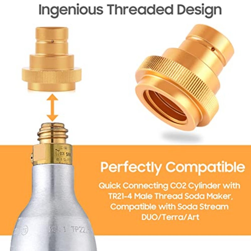 CO2 adapter for soda water machines: stainless steel, silver, quick-connect TR21-4 male thread compatibility with Soda Stream DUO/Terra/Art - Image 3