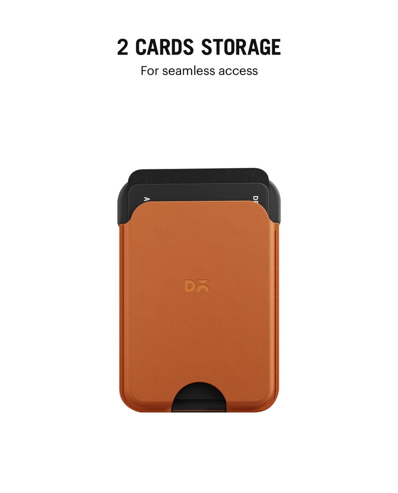 DailyObjects Leather Magnetic Wallet Card Holder | Designed for MagSafe Compatible with iPhone 16, iPhone 15, iPhone 14, iPhone 13, iPhone 12 Models | Premium Design | Full-Grain Leather - Tan-Grey - Image 3
