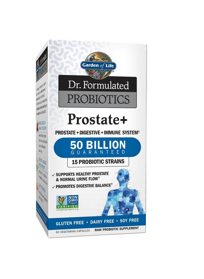 Garden of Life Dr. Formulated Probiotics Prostate+ - Digestive & Urinary Health Support - Prostate Health Supplement with Bifidobacterium Longum & Lactobacillus Acidophilus - 60 Vegetarian Capsules - Image 1