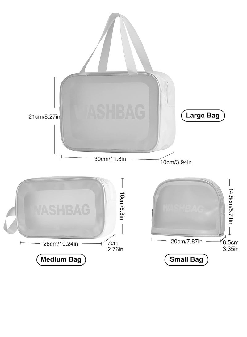 DUNISO 3 Pack Clear Toiletry Bag, Waterproof Travel Bag, Large Capacity Portable Cosmetic Bag, Ladies and Girls Toiletries Skincare or Daily Essentials Organizer - Image 3