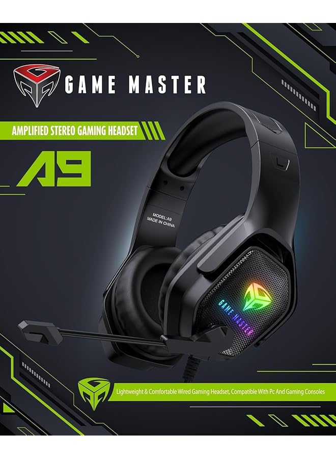 Game Master 9127 Wired Gaming Headset For Playstation 4 With Noise Isolating Microphone And Rgb Lighting Black - Image 2